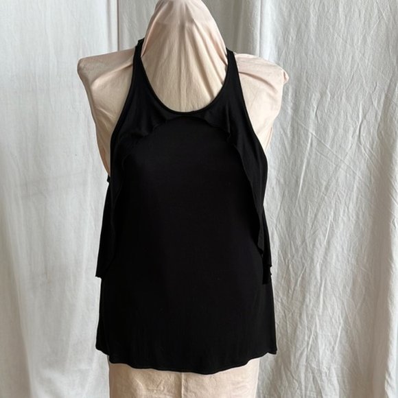 Wilfred Halter Style Tank Top with Flowy Layered Details Loose Fit Black - Picture 1 of 7